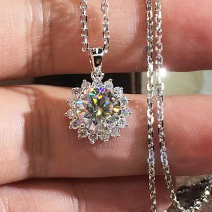 925 Silver Necklace With Real -D- Color Moissanite, 1 Carat