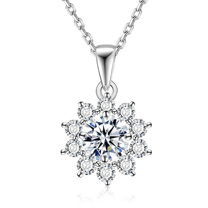 925 Silver Necklace With Real -D- Color Moissanite, 1 Carat