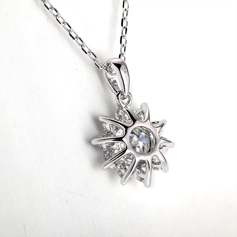 925 Silver Necklace With Real -D- Color Moissanite, 1 Carat