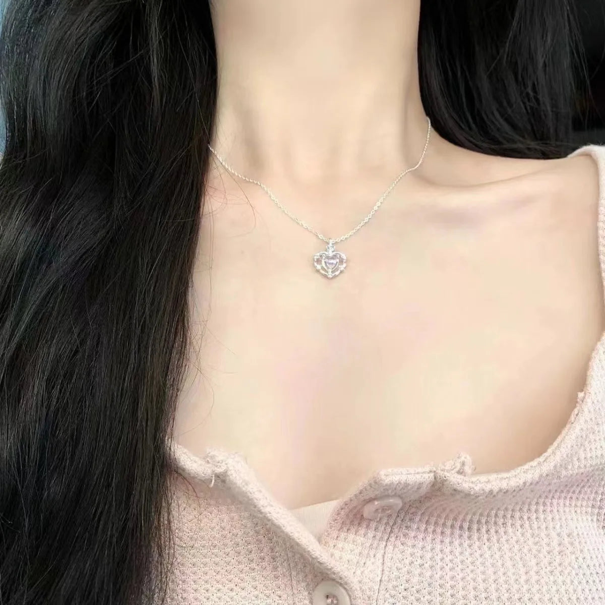 Heart Necklace Jewelry, Collar Alloy Chain