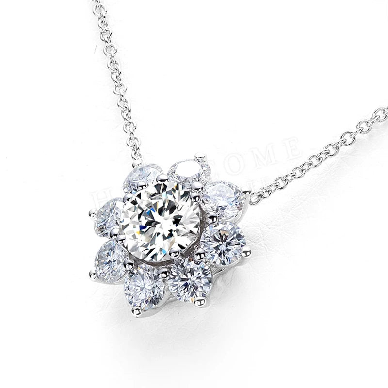 925 Silver Necklace With Real -D- Color Moissanite, 1 Carat